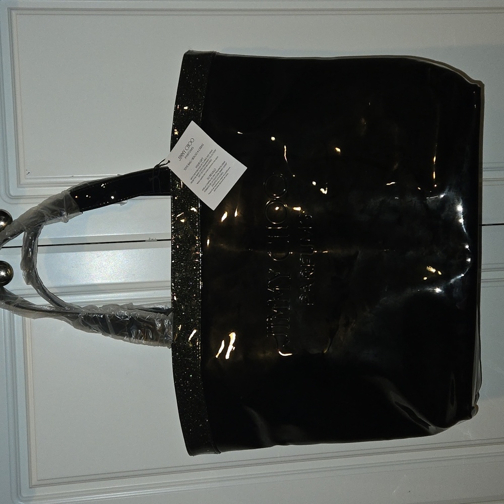 Jimmy Choo Parfum Large Black Patent Leather Tote